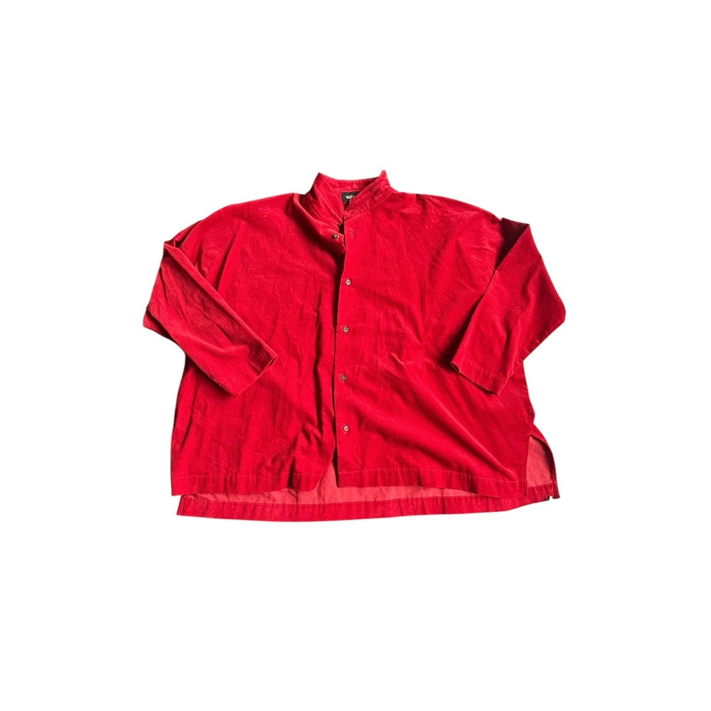 eskandar Red corduroy Button-Down Cotton Shirt